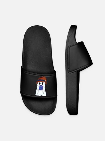 Astrological Aries Zodiac Cartoon Top - Women’s Pool Sliders - black