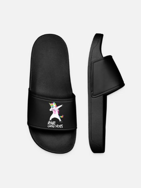 Logo Rave Unicorns White Text - Frauen Badelatschen - Schwarz
