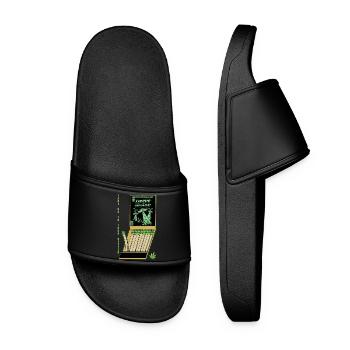 UFO Invasion Vintage Poster Design - Women’s Pool Sliders - black - Front