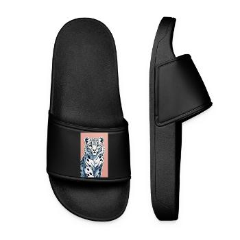 Snow Leopard | Leopard | Predator - Women’s Pool Sliders - black - Front