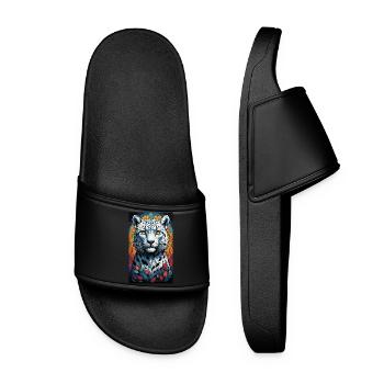 Snow Leopard | Leopard | Predator - Women’s Pool Sliders - black - Front