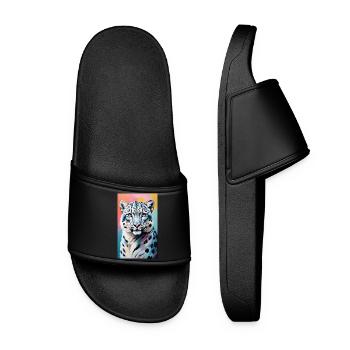 Snow Leopard | Leopard | Predator - Women’s Pool Sliders - black - Front