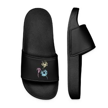 Colorful Flowers of Friendship - Women’s Pool Sliders - black - Front
