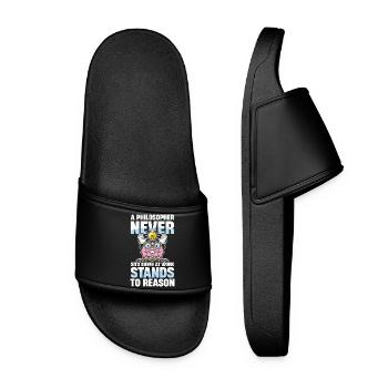 A Philosopher Never Sits Down At Work Stands To - Women’s Pool Sliders - black - Front