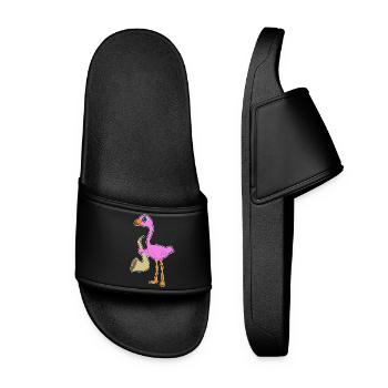 Flamingo Musiker Saxophon Musik - Frauen Badelatschen - Schwarz - Vorne