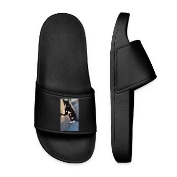 TUXEDO CAT SLEEPING - Women’s Pool Sliders - black - Front
