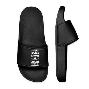 golden retriever dog saying - Women’s Pool Sliders - black - Front