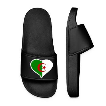 Algeria heart flag - Women’s Pool Sliders - black - Front