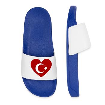 Herz als türkische Flagge - Frauen Badelatschen - Königsblau - Vorne