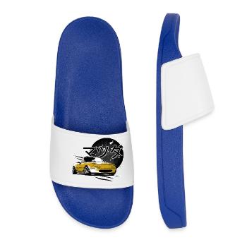 Japanese car Miata Mx5 yellow - Women’s Pool Sliders - royal blue - Front