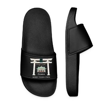 Osaka Japan, Namba Yasaka-jinja Torii Drawing - Women’s Pool Sliders - black - Front