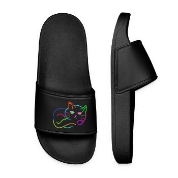 rainbow, cat, colorful, colorful, kids - Women’s Pool Sliders - black - Front