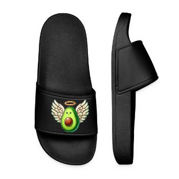 Avocado Engel mit Flügeln und Heiligenschein - Frauen Badelatschen - Schwarz - Vorne