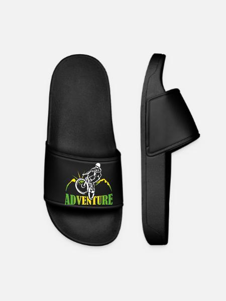 Bike Adventure Tours Mountain Bike Shirt Gift - Women’s Pool Sliders - black