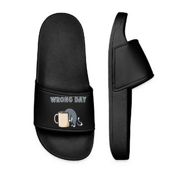 Mauvais jour Chat - Mème Café Mauvais Jour Drôle - Claquettes Femme - noir - Devant