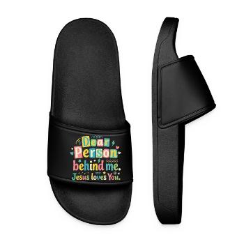 Jesus loves you positive message - Women’s Pool Sliders - black - Front