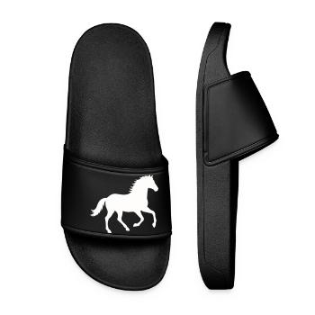 Silhouette of a wild horse - Women’s Pool Sliders - black - Front