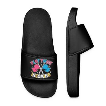Gender Reveal Plot Twist Incoming Team Pink Team - Women’s Pool Sliders - black - Front