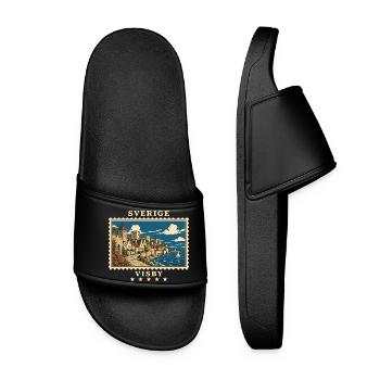 Schweden Visby Vintage Reisemarke - Frauen Badelatschen - Schwarz - Vorne