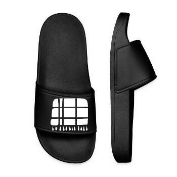 Wool blanket handmade gift - Women’s Pool Sliders - black - Front
