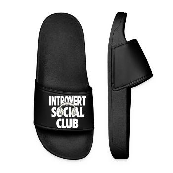 Introvert Social Club mit Kopfhörern - Frauen Badelatschen - Schwarz - Vorne