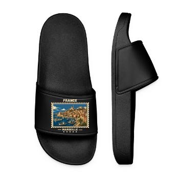 France Marseille Vintage Travel Brand - Women’s Pool Sliders - black - Front