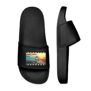 Retro convertible in cinematic sunset - Women’s Pool Sliders - black - Front