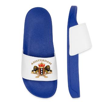 Wappen Amsterdam springende Löwen - Frauen Badelatschen - Königsblau - Vorne