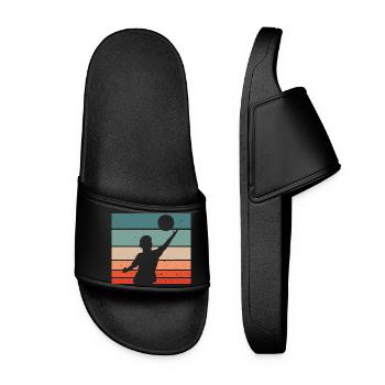 Vintage retro Faustballer Silhouette - Frauen Badelatschen - Schwarz - Vorne