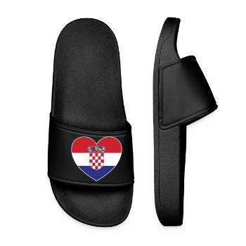 Croatia Flag Heart - Women’s Pool Sliders - black - Front