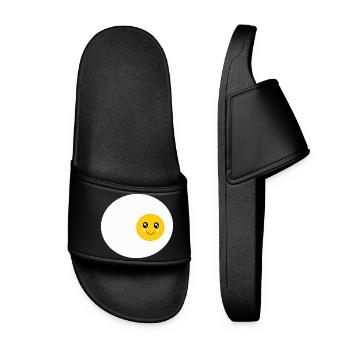 Kawaii oeuf au plat oeuf oeuf costume Kawaii autocollant - Claquettes Femme - noir - Devant