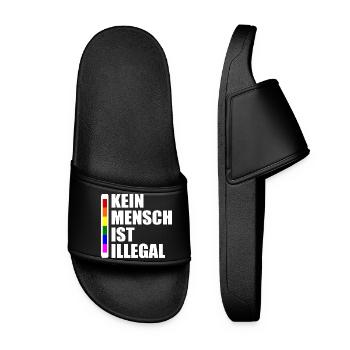Kein mensch ist illegal - Frauen Badelatschen - Schwarz - Vorne