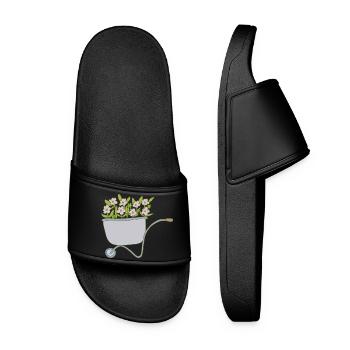 schubkarren blumen - Frauen Badelatschen - Schwarz - Vorne