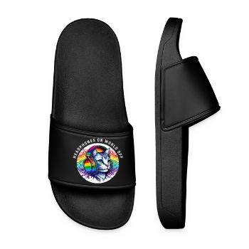 Gay Pride. Casque sur le monde éteint - Claquettes Femme - noir - Devant