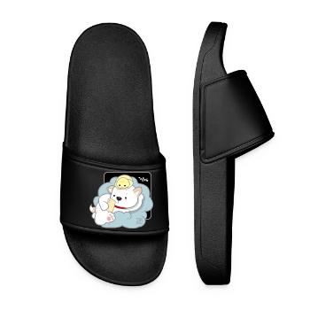 Dog Korean - Japanese Style 03B - Women’s Pool Sliders - black - Front