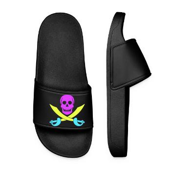 Crâne de pirate Sabre épées squelette crâne - Claquettes Femme - noir - Devant