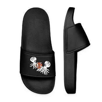 2 Octopus Basketball Play Ball Team Sport Hobby - Women’s Pool Sliders - black - Front