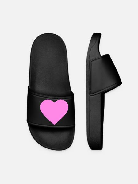 the pink/purple heart - Frauen Badelatschen - Schwarz