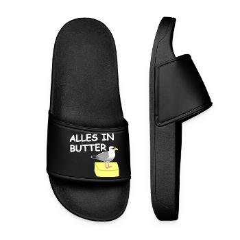 Alles in Butter Möwe - Frauen Badelatschen - Schwarz - Vorne