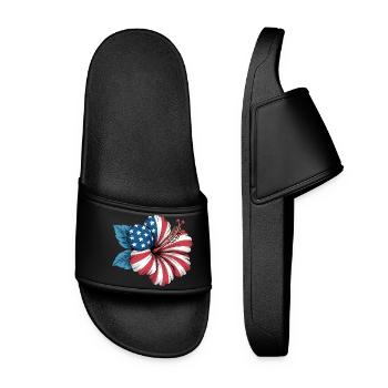 Florist Hibiscus Flower Independence Day 4th of - Women’s Pool Sliders - black - Front