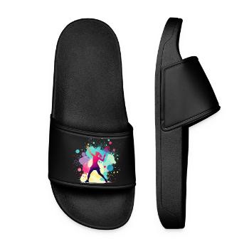 Tennis, Tennis Player Woman, Tennis Graphic - Women’s Pool Sliders - black - Front