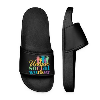 Social Worker Quote Unique Social Work - Women’s Pool Sliders - black - Front