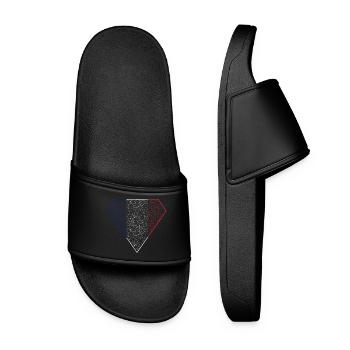 Drapeau français en motif de losange - Claquettes Femme - noir - Devant