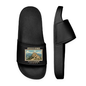 San Marino Città di San Marino Vintage Reisemarke - Frauen Badelatschen - Schwarz - Vorne