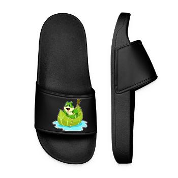 Frosch kleines Boot - Frauen Badelatschen - Schwarz - Vorne