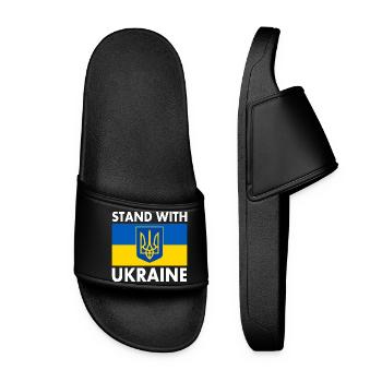 Stand with ukraine - Frauen Badelatschen - Schwarz - Vorne