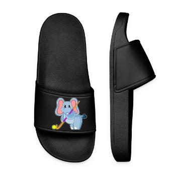 Éléphant de hockey sur gazon avec un bâton de hockey sur gazon - Claquettes Femme - noir - Devant