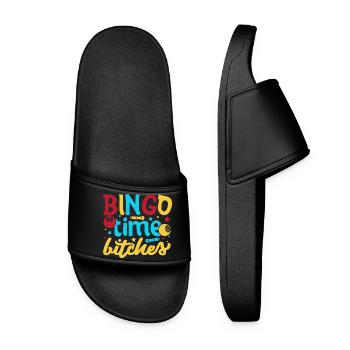 Bingo Game Bingo Time Bitches Bingo - Women’s Pool Sliders - black - Front