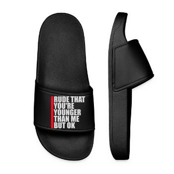 Rude that you're younger than me but ok Birthday - Women’s Pool Sliders - black - Front