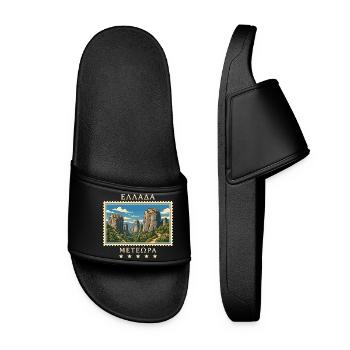 Griechenland Meteora Vintage Reisemarke - Frauen Badelatschen - Schwarz - Vorne